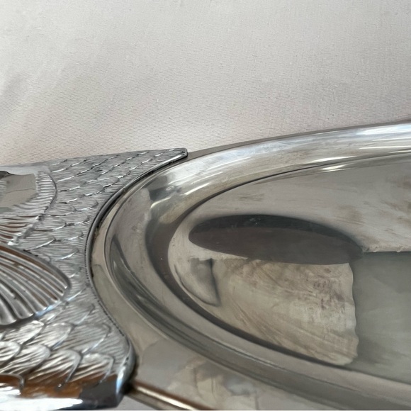 VTG. MCM Salmon Fish Wood 2-Piece Metal Serving Platter Tray 28 inch Germany WMF - Picture 11 of 16